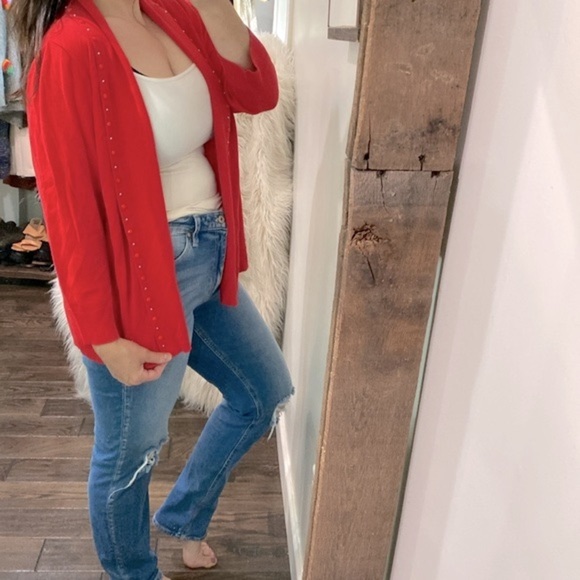 Ruby Road red knit sweater cardigan size 1X - Picture 3 of 8